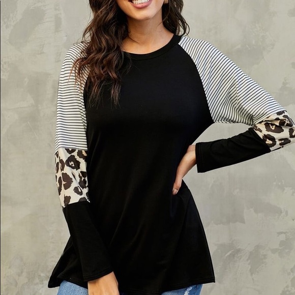 Black Striped Leopard Top - Picture 3 of 4